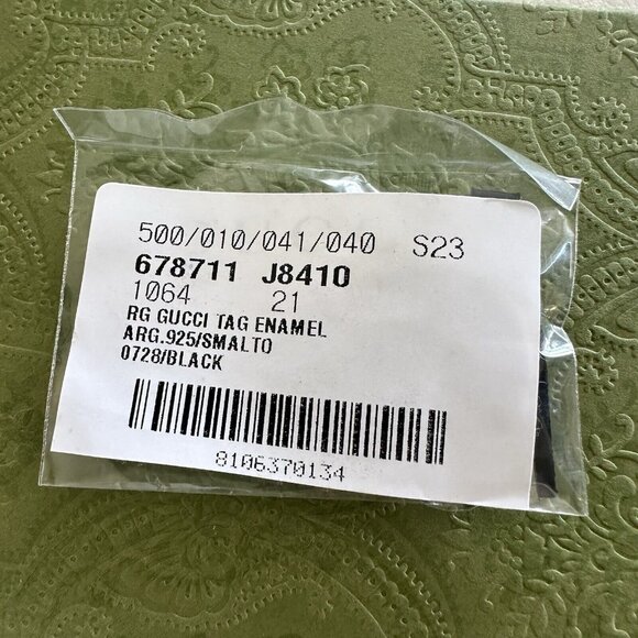 New Gucci Logo Chain Ring Silver Black Enamel Sz 21 IT 9.5 US - Picture 10 of 11